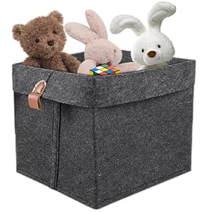 Felt Storage Basket, 12L Soft Toy Organizer, Foldable Cloth Container, Closet Organizer, Nursery Accessories, Packaging Box for Toys, Clothes, and Essentials, 9×9×10 inches