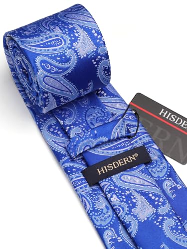 Image of HISDERN Ties for Men Paisley Tie and Pocket Square Woven Classic Floral Mens Ties Handkerchief Set Wedding Party Necktie