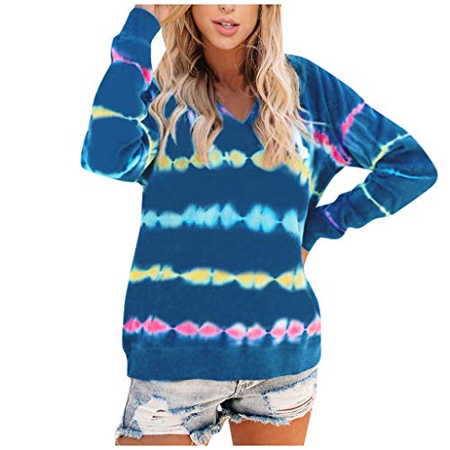 Buy Bargain ANJUNIE Women Lightweight Tie Dye Hoodie Sweatshirts Pullover Hooded Tops Baggy Tops Blo...