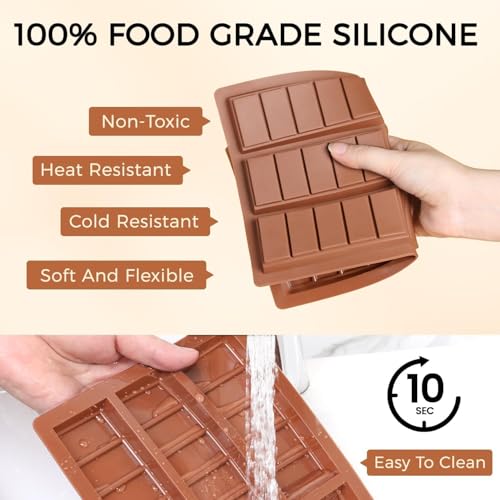 Image of Chocolate Molds - Non-Stick Chocolate Bar Mold, Break Apart Chocolate Mold Food Grade Deep Mold For Tabs Chocolate Milk Snacks