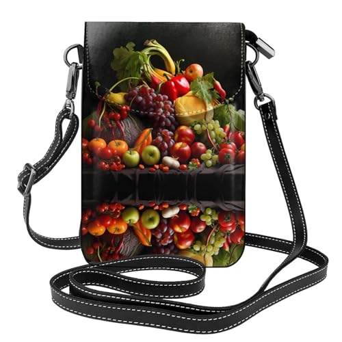 Sac à bandoulière en cuir véritable au design artistique de fruits