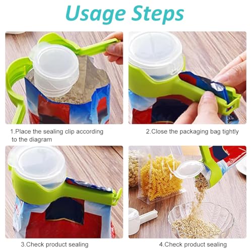 Image of HASTHIP 4Pcs Bag Clips for Food Storage with Sealing Lid, 2 in 1