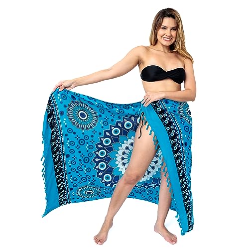 Canga Olho Grego Branco De Praia Em 100% Viscose Original (Azul)