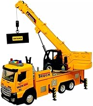 ANTALYA Big Size Crane Truck Toy with Light and Sound 50cm Extendable Arm Rotating Boom Friction Powered Realistic Construction Toy for Kids (Multicolor)
