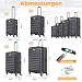 KESSER® 4-TLG. Kofferset Hartschalenkoffer, Reisekoffer 4er-Set S-M-L-XL, Trolley Koffer mit 4 Rollen, ABS Hartschale, Teleskopgriff + Kofferwaage & Gepäckanhänger, Rollkoffer mit Schloss, Anthrazit
