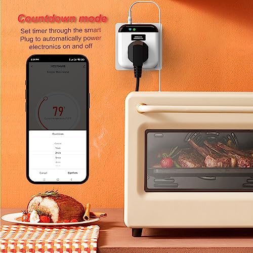 Smart Wifi Thermostat Plug Socket Programmable Wireless Plug-In Temperature Controller App Remote Control Voice Control Thermostat Plug Outlet, White #TOP2