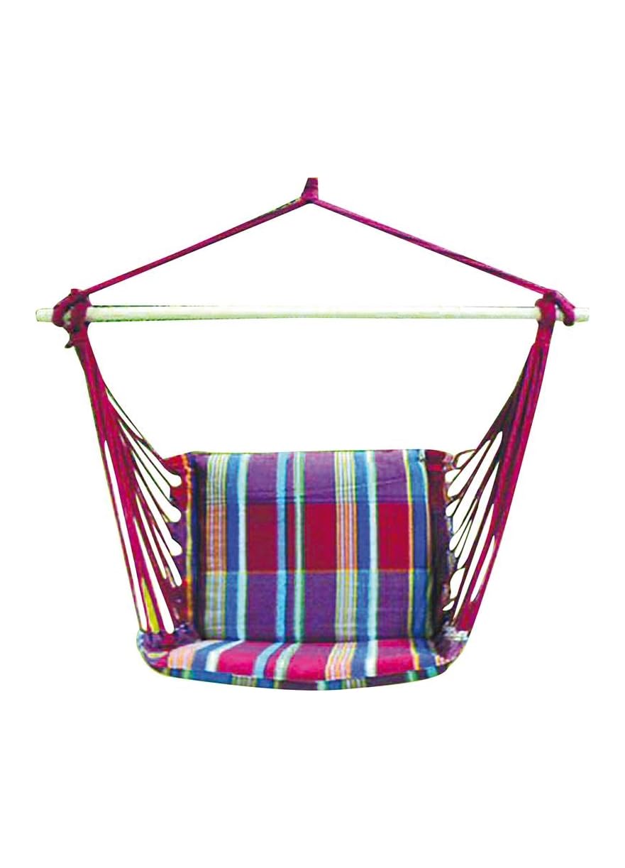 Sedia Amaca Sospesa in Cotone e Poliestere, Multicolor, 100 x 90 cm, Imbottita 3 cm, Portata 120 kg, per Giardino e Terrazzo