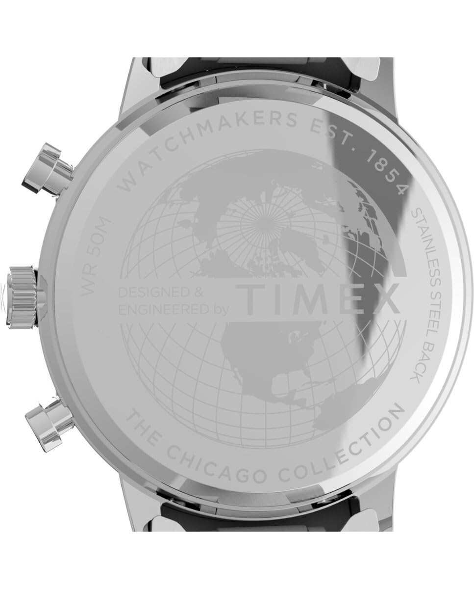 Timex Orologio Trend 45 mm - Cassa argentata con quadrante nero e bracciale in acciaio inossidabile TW2V01600