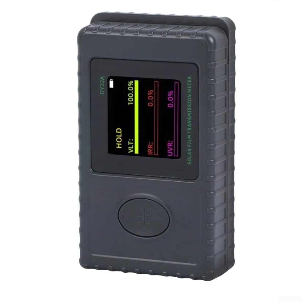 Medidor de transmitancia solar portátil para pruebas de transmisión UV, IR y luz, probador de barrera de película para ventana con función de bloqueo de datos, material ABS, 93 x 54 x 24 mm