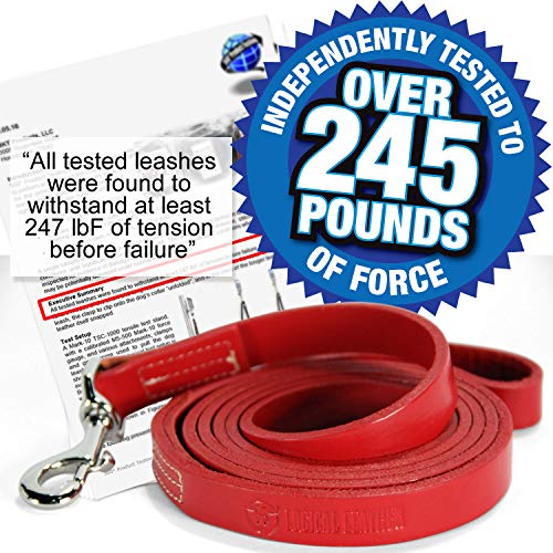 Logical Leather 6 Foot Dog Leash - Best For Training - Heavy Full Grain Leather Lead - Red #TOP2