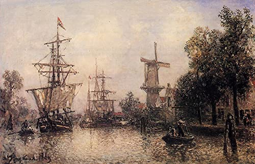 Impression d'art tableau le port de Rotterdam Jongkind toile deco murale 60x90