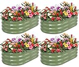 Galvanized Raised Garden Bed- Planter Garden Boxes Outdoor, Raised Beds for Gardening, 4x2x1ft Metal Garden Bed Kit for Vegetables Flower, Planter Raised Bed with Protective Tape & Tools.Green-4pack
