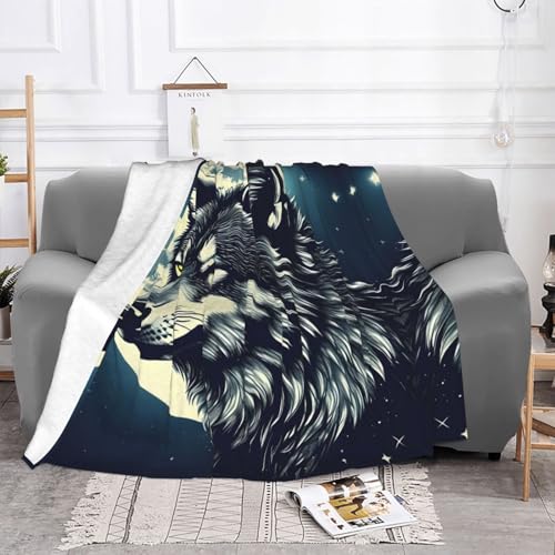 Couverture super douce motif loup lavable grand plaid lit confortable - 4