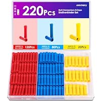 Stossverbinder Set, ANVINKU 220 Stück Kabel Quetschverbinder, 0,5mm² - 6mm² Stoßverbinder Sortiment mit Box, Isoliert Kabelverbinder Set, KFZ Kabelschuhe, Crimpverbinder (Rot/Gelb/Blau)