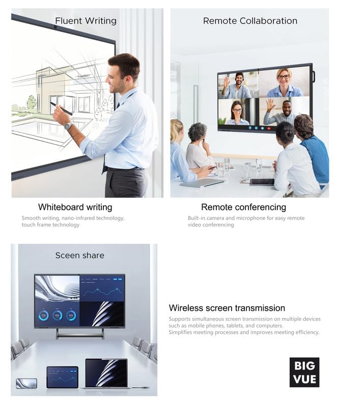 Image of BIG VUE Pluss 55 inch Android 14 Smart Interactive Television - All-in-1 Digital Panel Board, 8 GB RAM 128 GB ROM, Ai, Multitouch Screen Display for Teaching, Classroom & Office Use