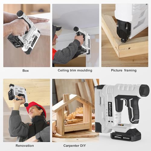 20V Brad Nailer Cordless, 18 Gauge 2 in 1 Nail Gun Battery Powered, 2.0Ah Electric Staple Gun for Upholstery and Carpentry, Include Battery, Charger, Staples, and Nails