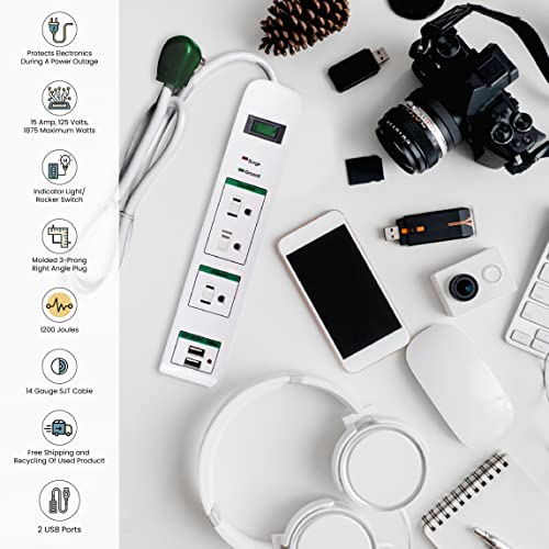 GoGreen Power 3-Outlet Surge Protector with USB Ports #TOP28