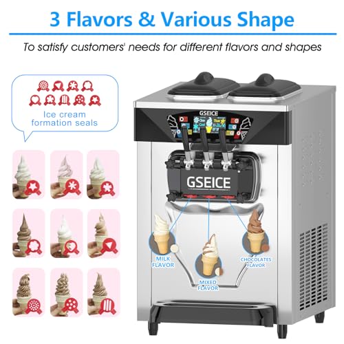 GSE Eismaschine Gastronomie 28L/Std. vorkühlend 2800W Speiseeisbereiter 16L Edelstahl Behälter Softeismaschine selbstkühlend Eiscreme Maschine mit Kompressor Eisbereiter für Zuhause Eisdiele Gastro – Bild 8
