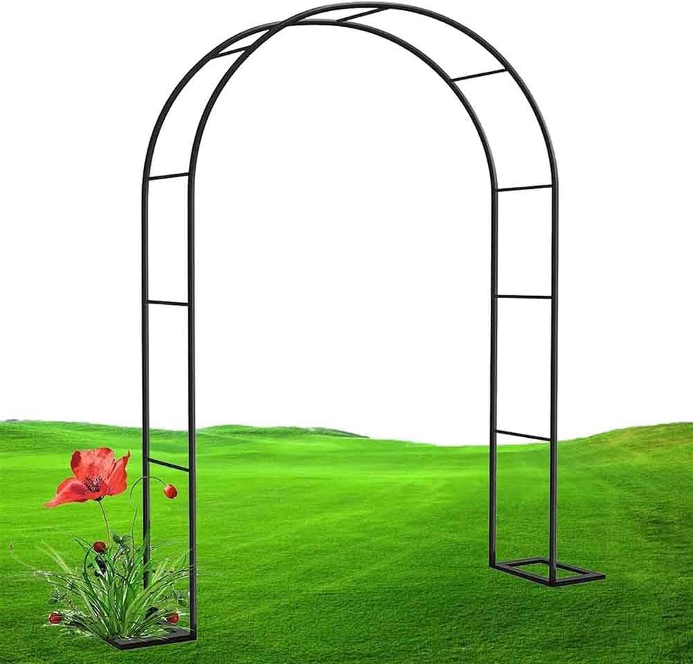Large Garden Arch, Extra Wide 300/350Cm Garden Arbor Archway, Rose Arch for Roses Climbing Plants Support Wedding Arch Extra Tall Pergola Trellis Grape Vines Archway,Black,W1.4M*H2.3M