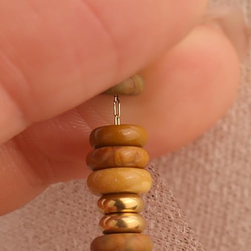 Miniatura 8 de Gargantilla larga con cuentas de piedra natural para mujer, delicada piedra curativa bohemia hecha a mano, turquesa, cristal de malaquita, cadena de