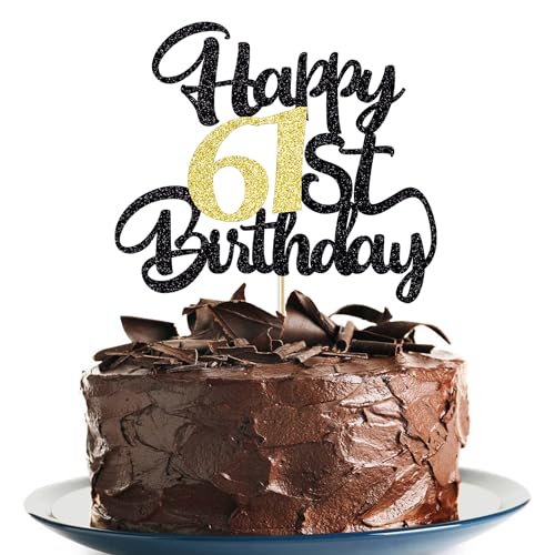 Image of 61st Happy Birthday Cake Topper and Decoration - Party Gift Plugin