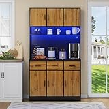 Hohes Sideboard 100x40x180cm, mit LED-Beleuchtung mit Fernbedienung, Schubladen...