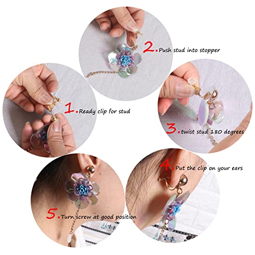 Golden Clip On Earring Converters With Silicon Earring Pads, 16Pcs Hypoallergenic Round Flat Back Tray Earring Clips Easy Open Loop Diy Earring Making For Women Men Girls Non-Pierced Ears #TOP2