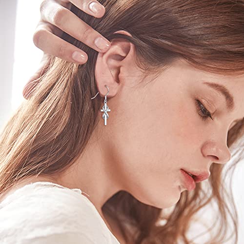 Cross Earrings For Women Sterling Silver Infinity Cross Dangle Drop Earrings For Women Girls Easter Gift #TOP1