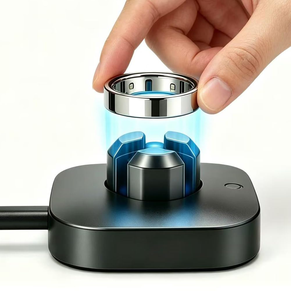 Caricabatterie intelligente compatibile con Oura Ring Gen 4 (Taglie 7/8/9/10/11/12/13) — Base di ricarica rapida con cavo USB-C (Non compatibile con Ring Gen 3)