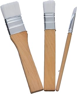 طقم فرش رسم 6 قطع باشكال مختلفة مع مقبض خشبي احترافي مريح للالوان الاكريليك والالوان المائية والرسم على الصخور من كيب سمايلينج - ابيض/بيج