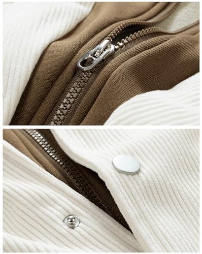 Image of PEGENO Men's Fleece Lined Corduroy Full Zip Hooded Jacket Button Down Winter Outdoor Coat