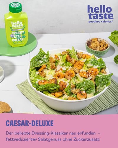 hellotaste Caesar Dressing 300ml - kalorienreduziert, ohne Zuckerzusatz & voller Geschmack | Für Gerichte, zum Grillen uvm. | Vegan, aspartamfrei, laktosefrei| 1 x 300ml
