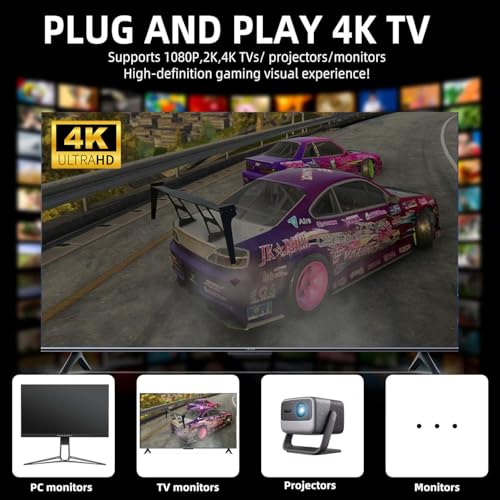 2025 Upgraded Nostalgia Gaming Retro Game Console Stick – 20,000+ Classic Games, 23 Emulators, 64GB, 4K HDMI, Dual 2.4GHz Wireless Controllers, Plug & Play for TV – with Thumb Stick Grip Covers - Image 4