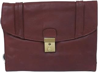 Luigi Bolso de muñeca de cuero, cierre de presión seguro con llave, color coñac, coñac, Compact