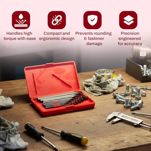Image of DeNeerS DN KI10V 10pc Allen key Set Short pattern (1 /16,5 /64,3 /32,1 /8,5 /32,3 /16,7 /32,1 /4,5 /16,3 /8), Suitable For Home, Professional, Industrial and DIY use
