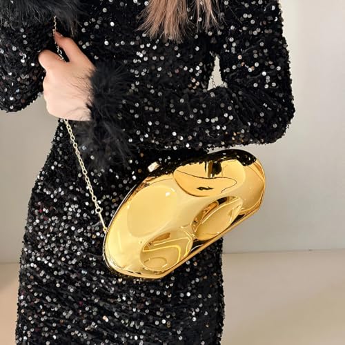 Image of Acrylic Silver Evening Clutch Purse for Women, Wedding Guest Clutch Metal Chain Shoulder Crossbody Bag