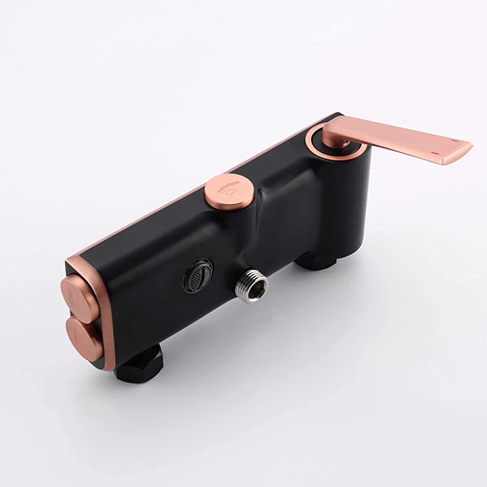 Set doccia a vista, soffione doccia a pioggia in ABS con spruzzatore portatile, montaggio a parete, maniglia singola con beccuccio per vasca, cromato (rosa nera)