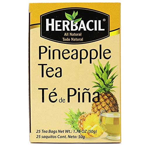 Image of Herbacil Pineapple Tea, Herbal Tea with Dehydrated Pineapple Fruit, Caffeine - Free, 10-Pack of 25 bags per box (50 Tea Bags)