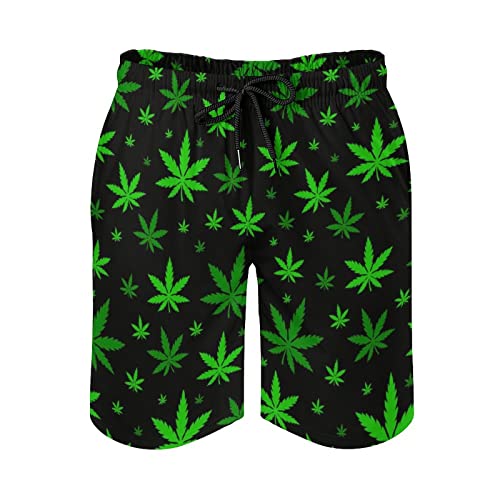 Weed Pattern Men's Swim Trunks Quick Dry Beach Shorts with Compression Liner Swimwear with Pockets3