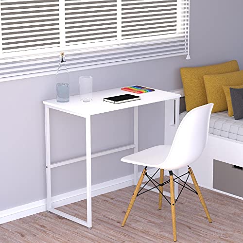 Escrivaninha Vintage Industrial Escritório Bancada Madeira MDF e Aço - Branca