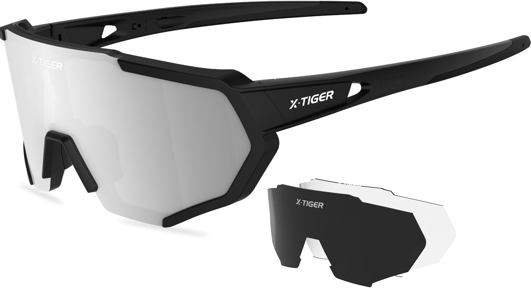 X-TIGER Polarized Sports Sunglasses with 5 Interchangeable Lenses,Mens Womens Cycling Bike Glasses,Baseball Running Fishing