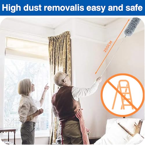 FumyFumy Staubwedel Teleskop Lang Ausziehbar, Staubwischer Waschbar Spinnwebenbesen mit Teleskopstiel, Spinnenwebenentferner Staubwedel mit Teleskopstange Ausziehbar auf 2.6m für Spinnenweben 7Pcs