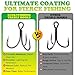 LUCKYFISHING Treble Hooks 50PCS PTFE Coating Treble Fishing Hooks for Saltwater Freshwater Size #4