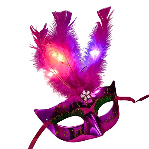 Halloween Masks For Kids Women Venetian Led Mask Masquerade Fancy Dress Party Princess Feather Masks Halloween Party Favors Halloween Costumes Halloween Decor Table #TOP1