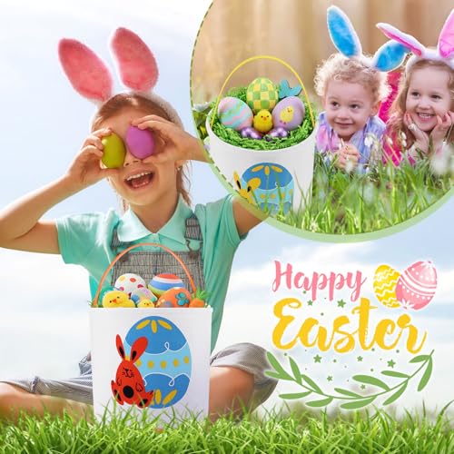 Image of Honeydak 6 PCS Easter Basket for Kids Canvas Bunny, Color 5 Egg Bunny