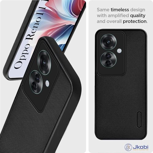 Image of Jkobi Back Cover Case for Oppo Reno11 F 5G | Oppo Reno 11F 5G (Textured Grip Design | Camera Protection | Slim and Light Weight | Soft Touch and Feel | Black)