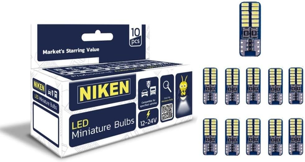 Niken LED Ampul T10 Canbus Park Ledi 18 Ledli 6500K Beyaz 12V-24V 10'lu Paket