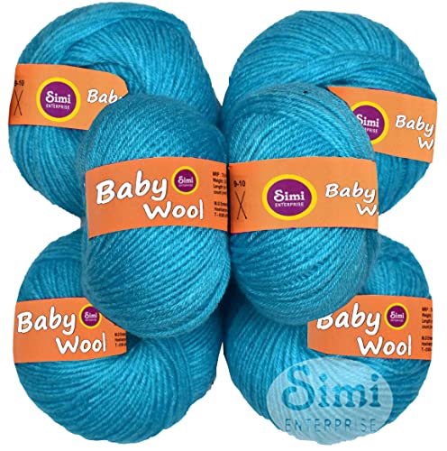 Image of 100% Acrylic Wool Blue Stone 12 Pc Baby Wool 4 ply Wool Ball Hand Knitting Wool /Art Craft Soft Fingering Crochet Hook Yarn-GArt-AAFD