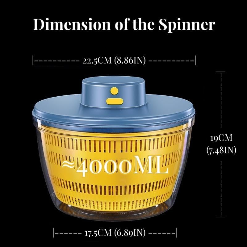 Miniatura 5 de Ensalada Spinner automático  Lavadora y filtro de ensalada de frutas de cocina de 4 L, limpiador y secadora eléctrica de verduras, colador