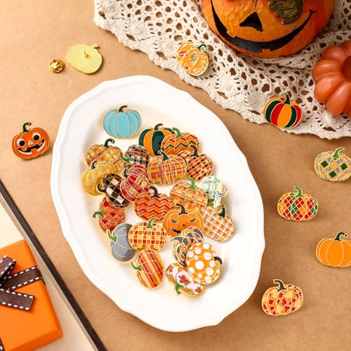 Image of Landical 30 /60 Pcs Cute Enamel Pins Bulk Plant Flower Animal Halloween Gothic Fall Pumpkin Cartoon Lapel Pin Brooches Jewelry Gift for Backpack Clothes Hats Accessories